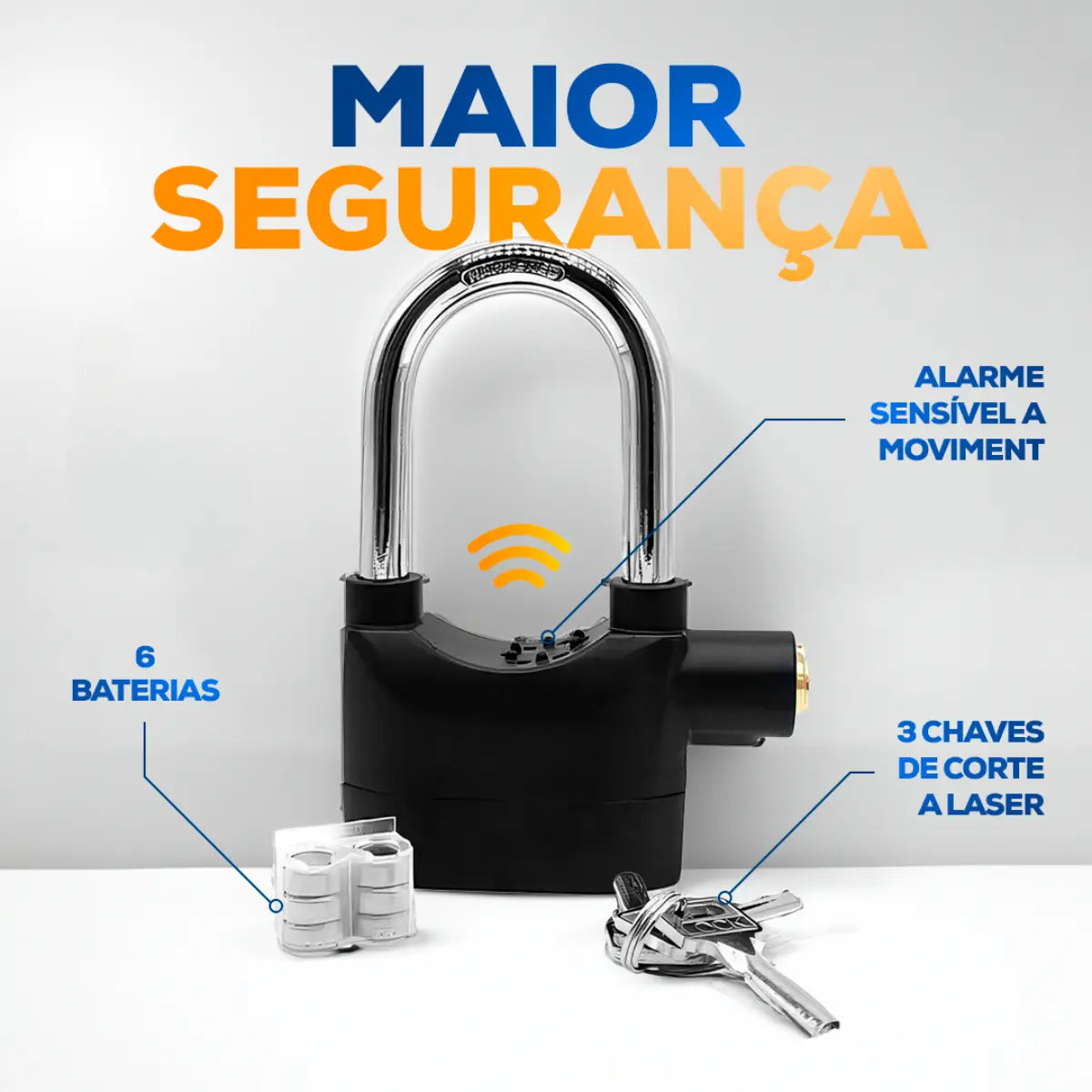 Cadeado Antifurto com Alarme 110dB com Sensor de Movimento