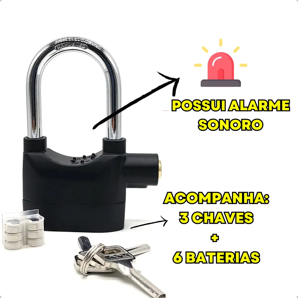 Cadeado Antifurto com Alarme 110dB com Sensor de Movimento