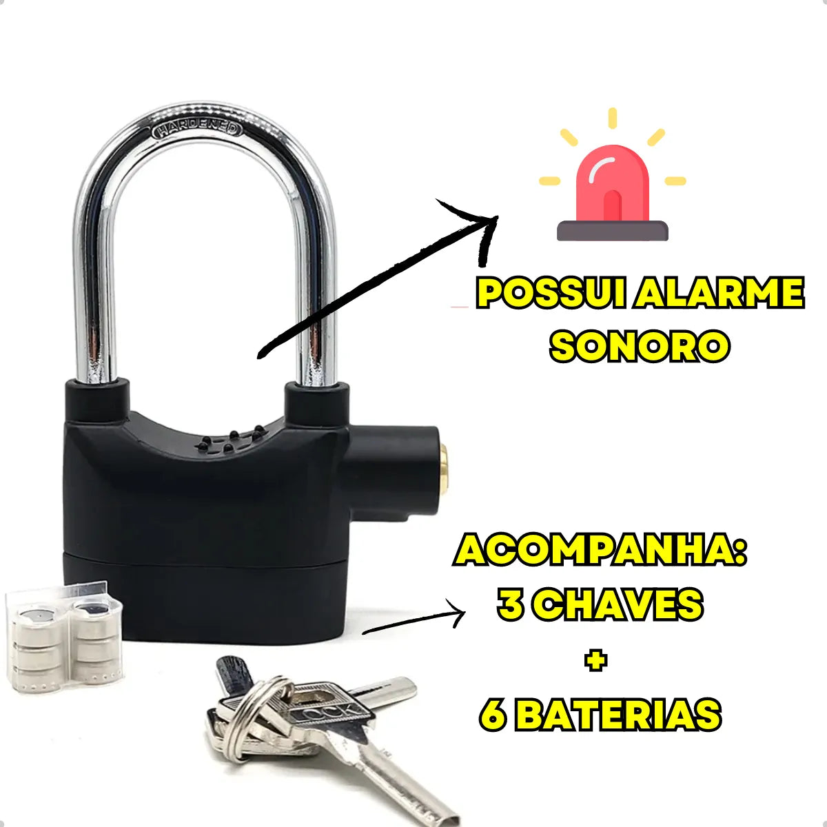 Cadeado Antifurto com Alarme 110dB com Sensor de Movimento