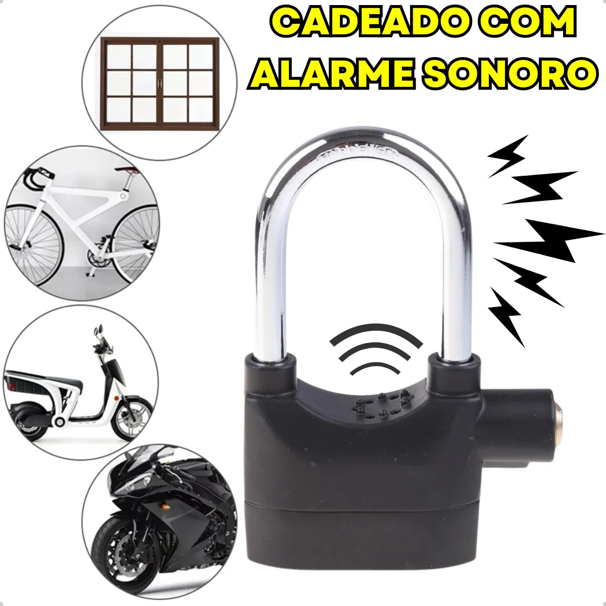 Cadeado Antifurto com Alarme 110dB com Sensor de Movimento